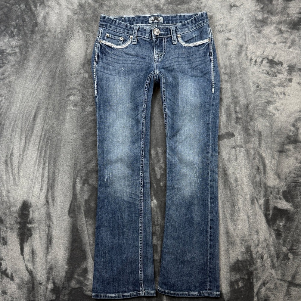 Daytrip Leo Bootcut Jeans Womens 26R Blue Rhinestone Embellished Denim